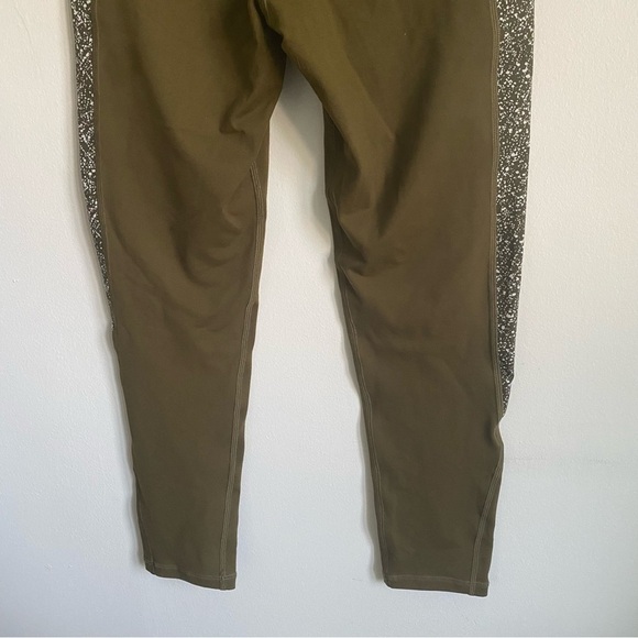 ZYIA Active Spandex 7/8 Leggings • Olive Army Green Speckled Striped • Size 8 10 - Picture 4 of 8